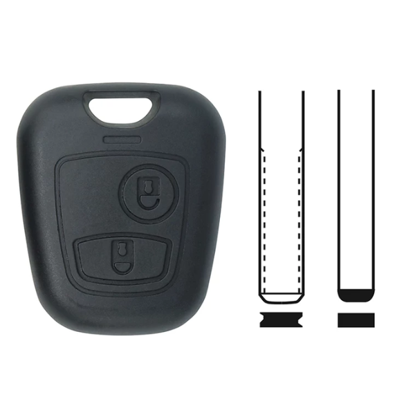 Coque de Clé 2 Boutons Peugeot 107, 307 & Citroën C1, C2, C3, Berlingo – Remplacement Facile