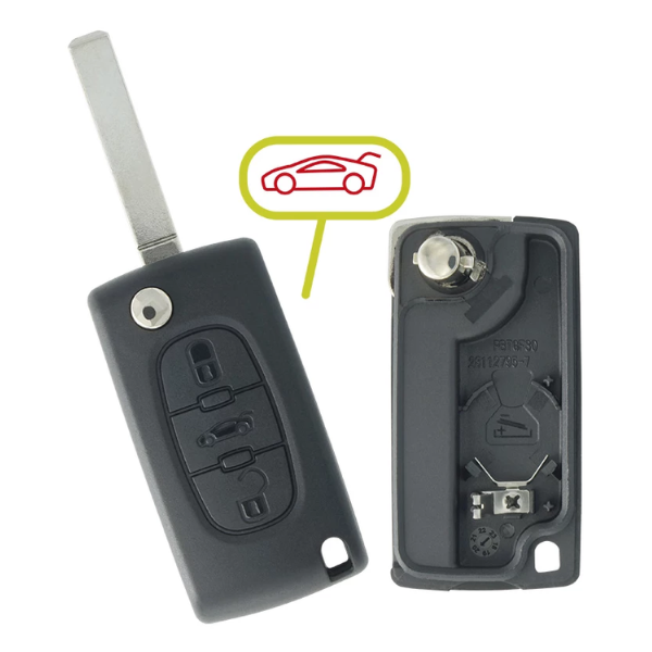 Coque de Clé 3 Boutons Peugeot Citroën – Remplacement Compatible Berlingo, C5, C6, 207CC, 307CC, Jumpy