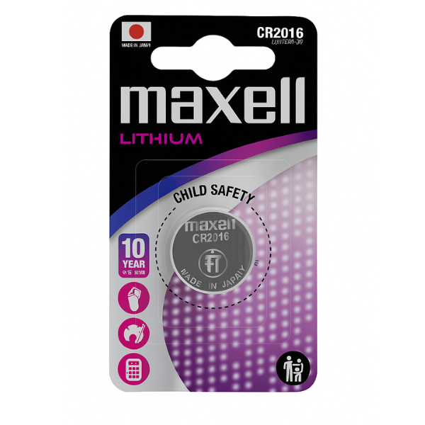 Pile CR2016 Maxell 3V – Lithium Haute Qualité pour Clé de Voiture (Audi, VW, Renault, etc.)